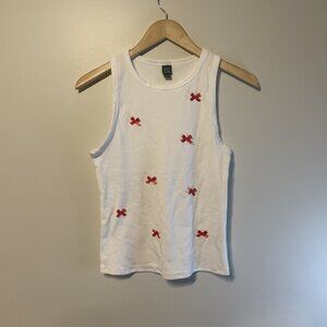 NWOT Wild Fable White Tank Red Bows